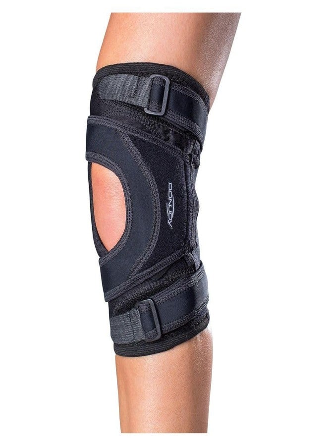 DonJoy Tru-Pull Lite Large Right Leg Knee Brace with Breath-O-Prene and Pull Straps for Mild to Moderate Patellar Dislocations (Black) - Image 1